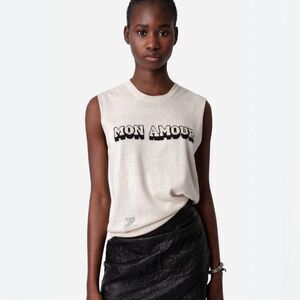 Zadig & Voltaire Nida Mon Amour Sweater vest in cream top Large